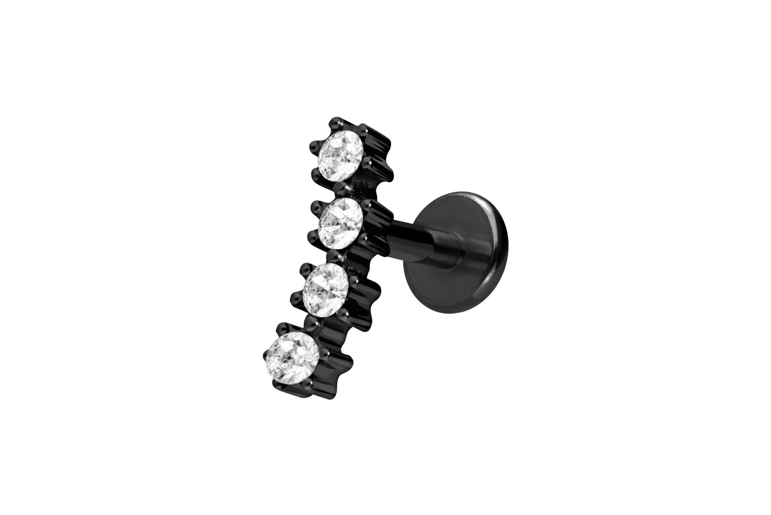 Titan Labret Piercing mit Innengewinde 4 EINGEFASSTE KRISTALLE